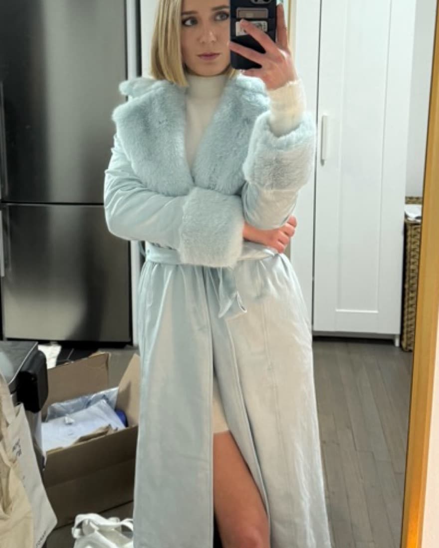 Show Me Your Mumu Coat in Powder Blue - Image 1