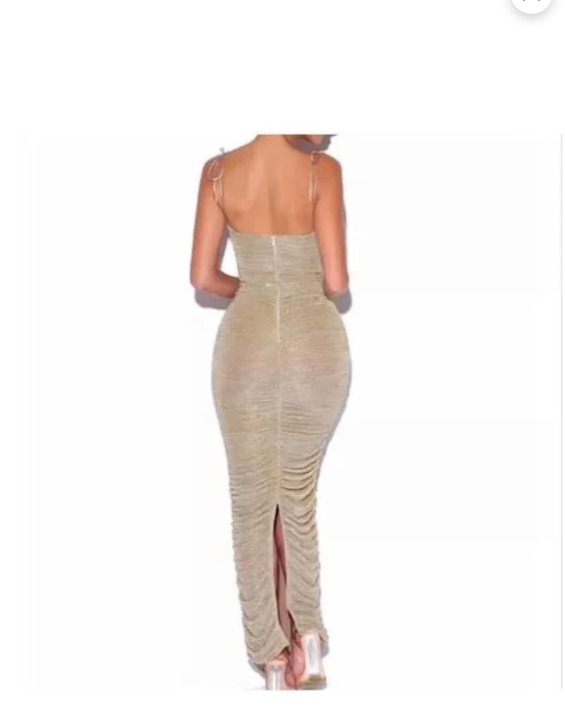 Miss Circle Gold Long Dress - Image 2