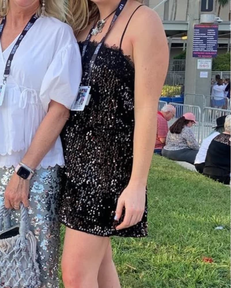 Free People Black Sequin Slip Dress - Image 1