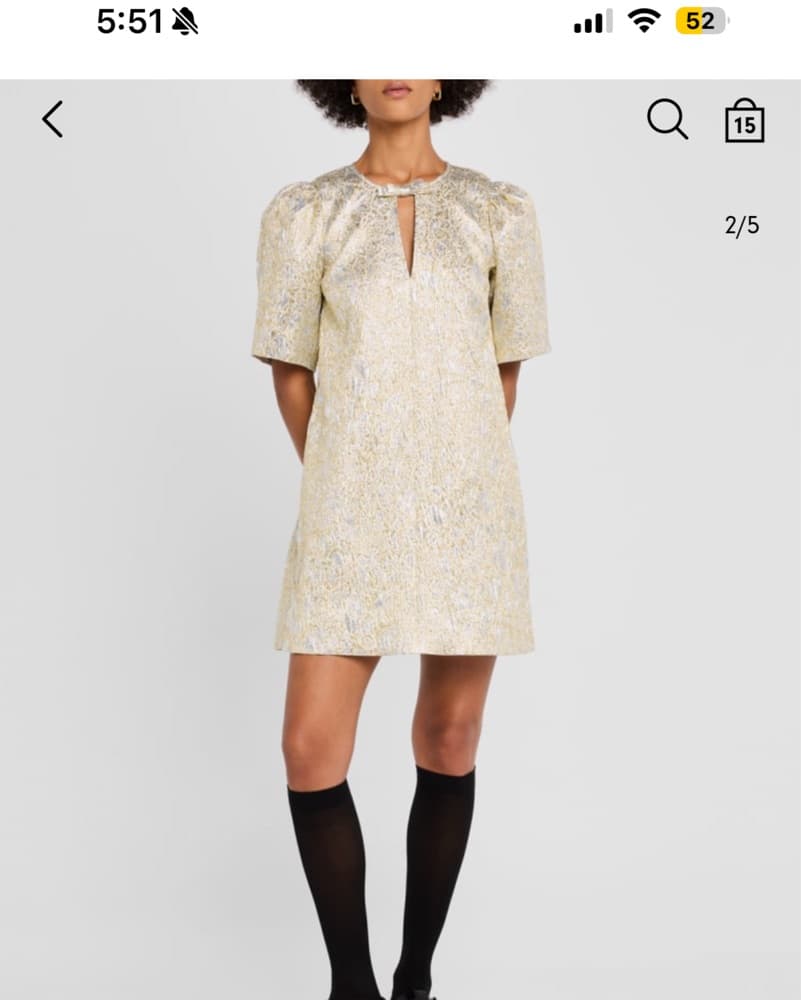 Ganni Metallic Cloque Short Sleeve Mini  - Image 2