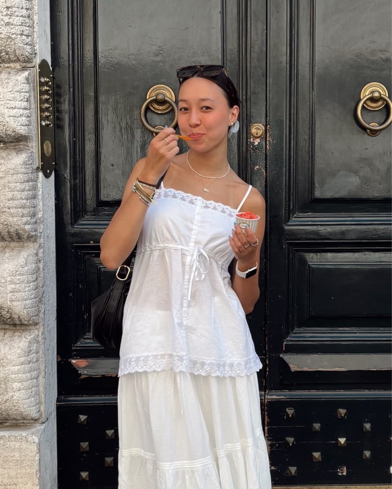 vintage white lace detail long tank - Image 1