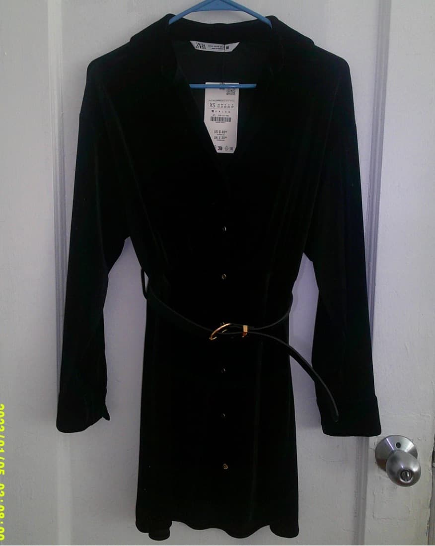 Black ZARA Suede Long Sleeve Dress - Image 2