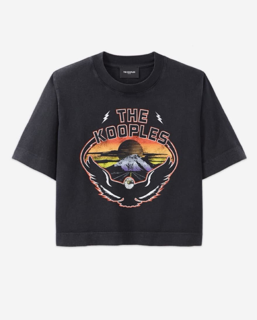 The Kooples Black Eagle Print Crop Tee - Image 6
