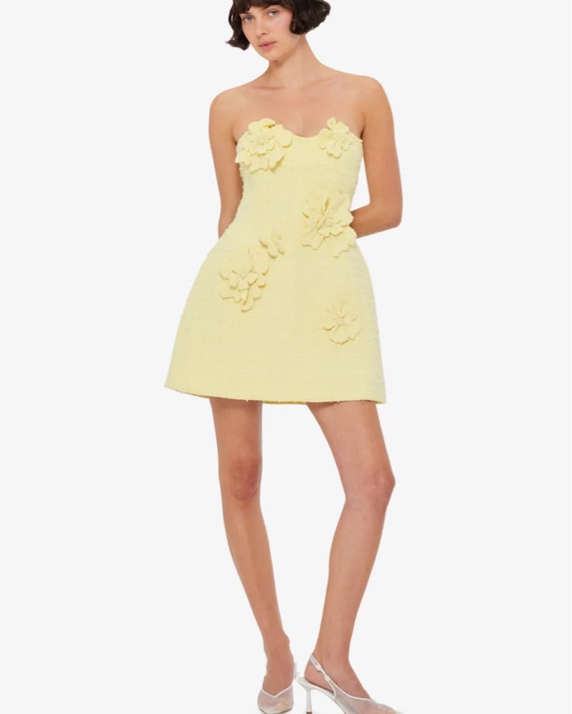 Leo Lin Rosario Tweed Yellow Dress  - Image 1