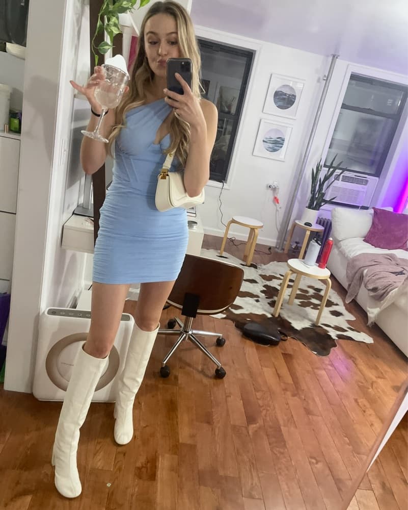 Ruched One-Shoulder Mini Dress - Image 1