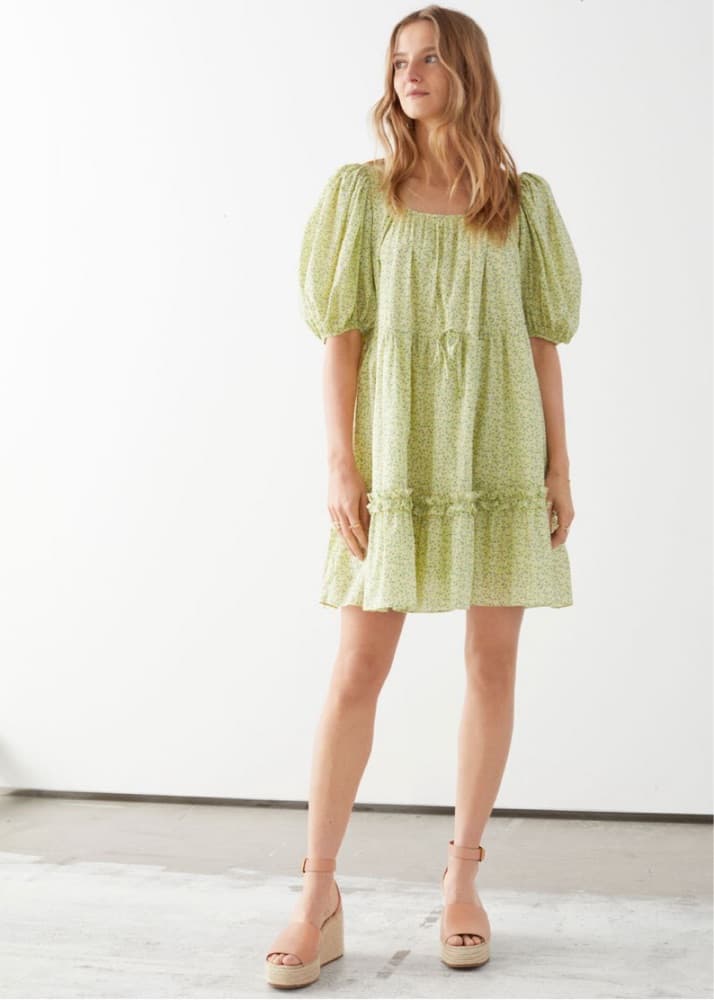 Playful Puff Sleeve Floral Dress - Image 1