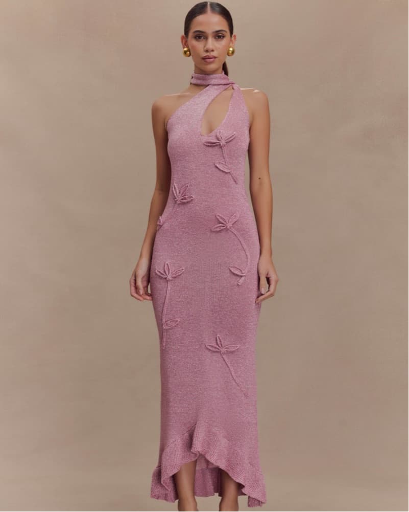 Celestino Floral Metallic Knit Maxi Dres - Image 1