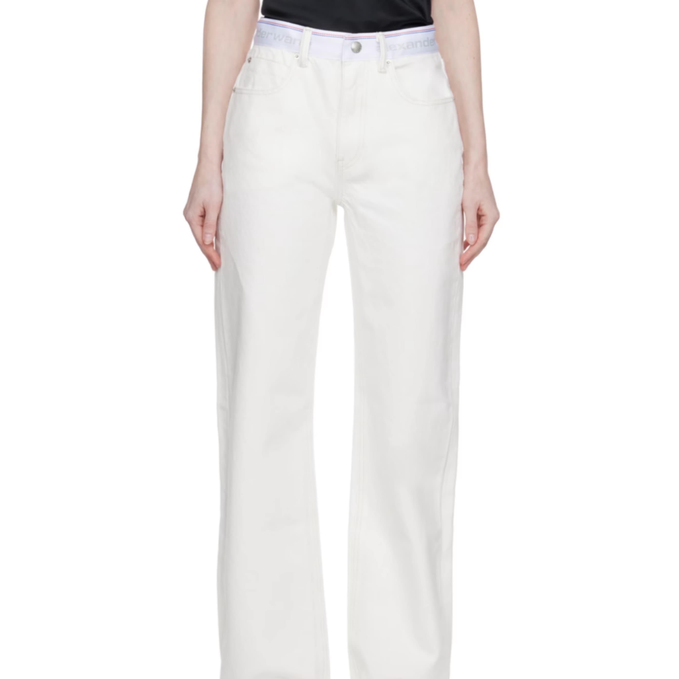 Alexander Wang White Logo Jeans - Image 1