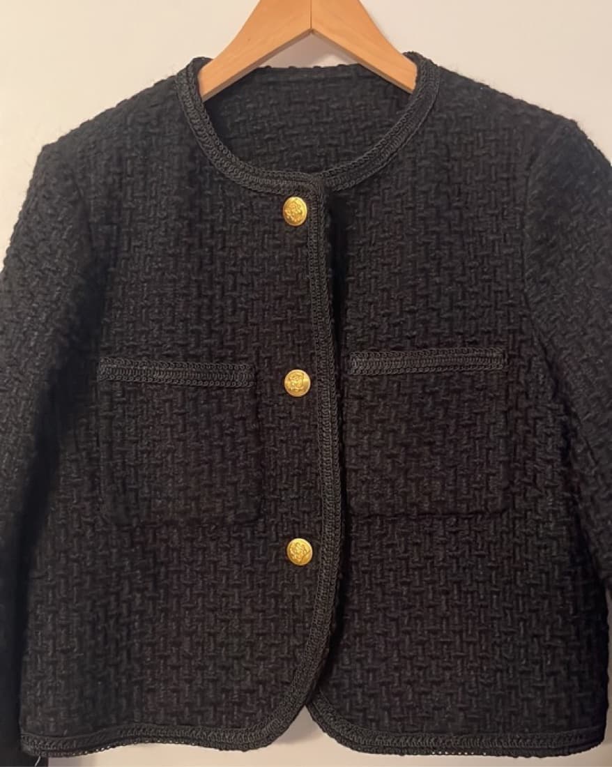 Black Tweed Jacket Celine Style - Image 2