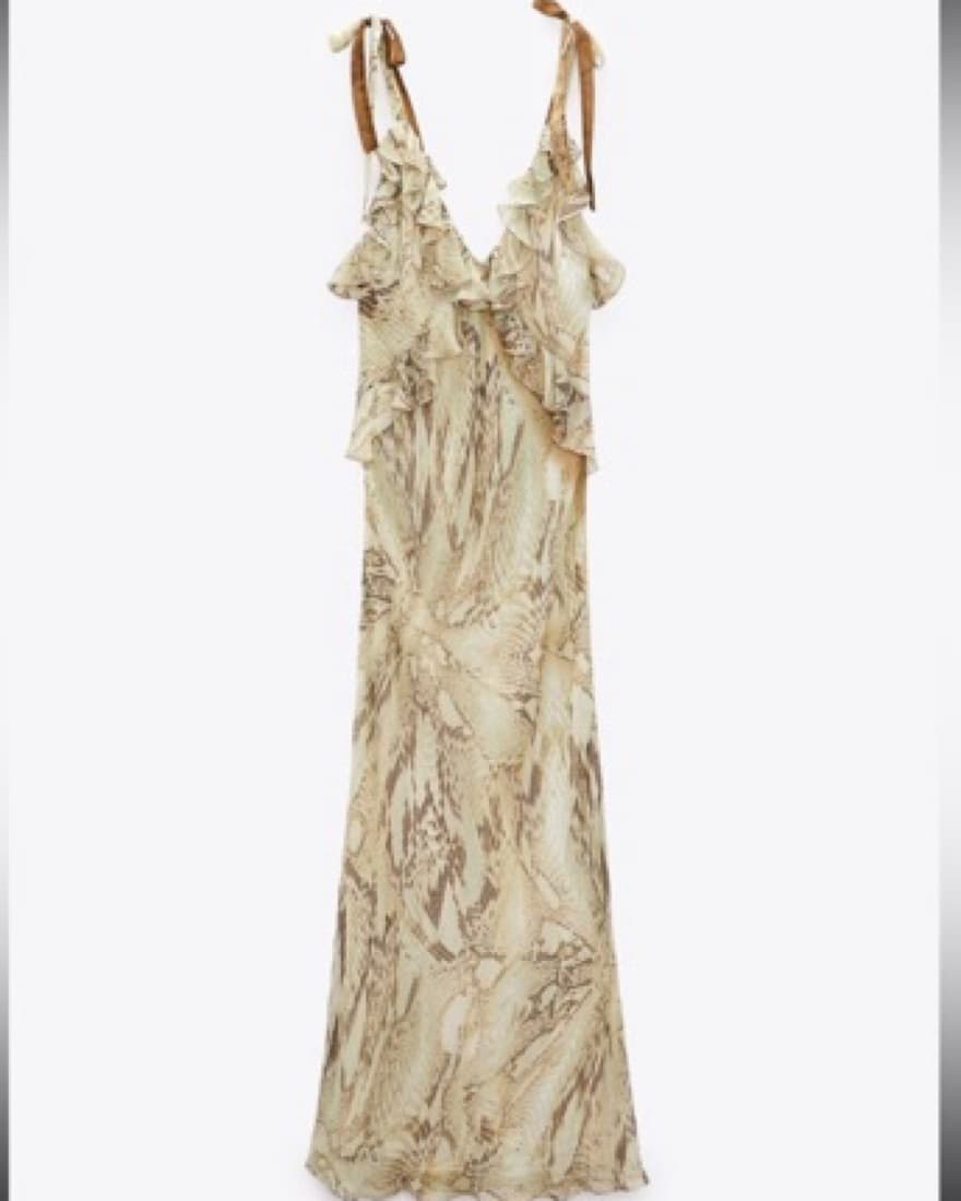 Zara Women's V-Neck Ruffle Animal Print  - Image 1