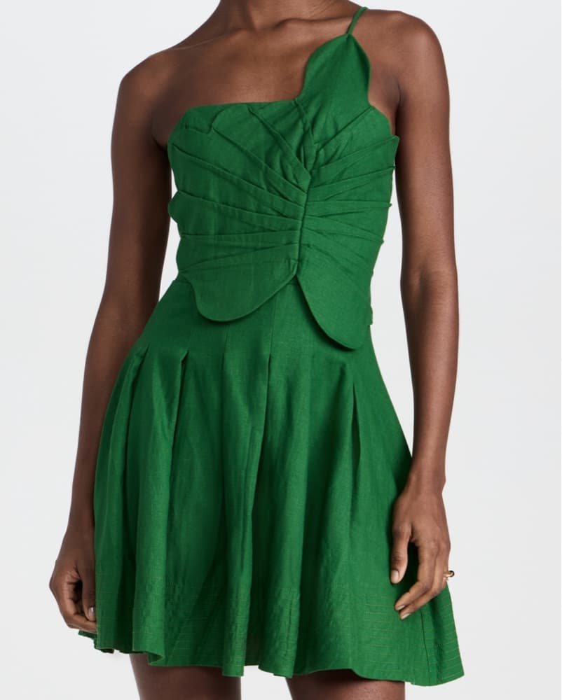 Farm rio One-Shoulder Green Mini Dress - Image 1
