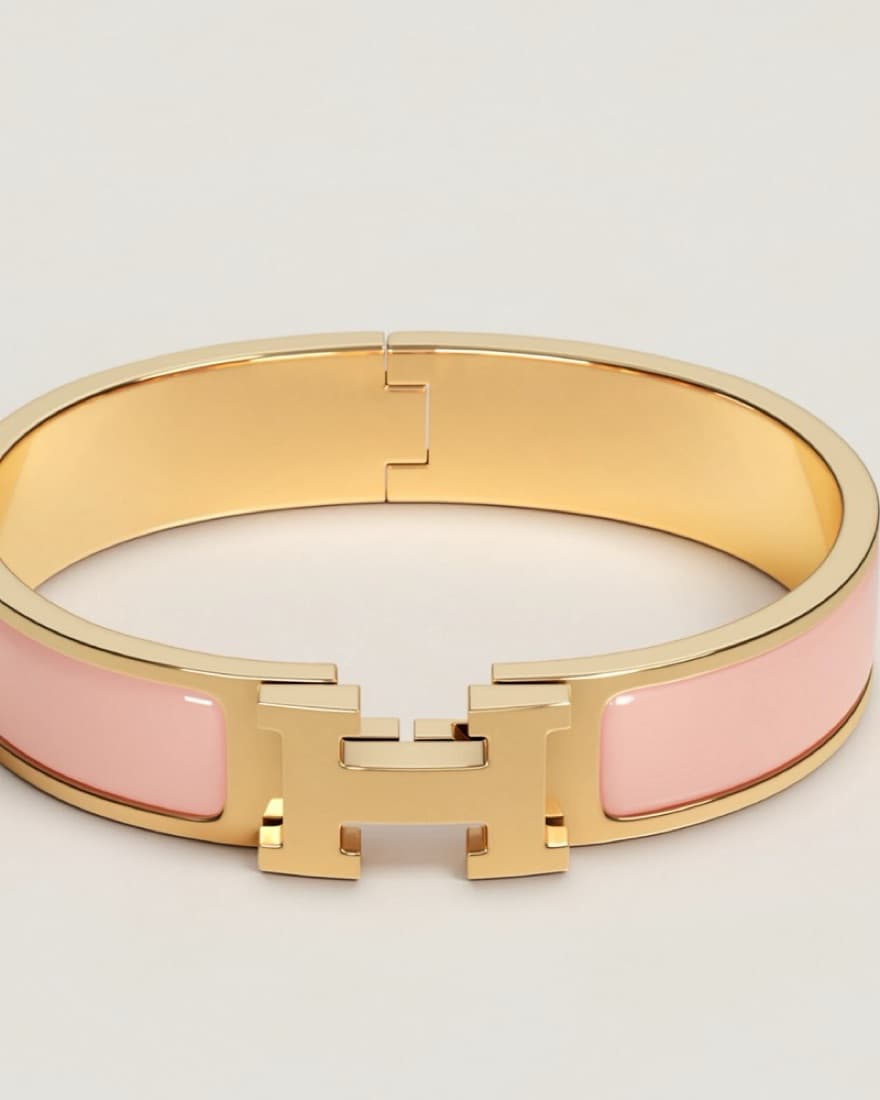 Hermes Clic Bracelet - Pink & Gold - Image 1