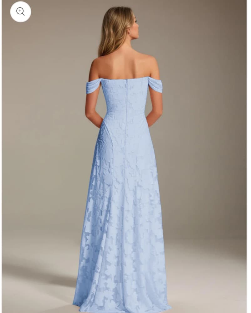 Sky Blue Off-Shoulder Lace Gown - Image 2