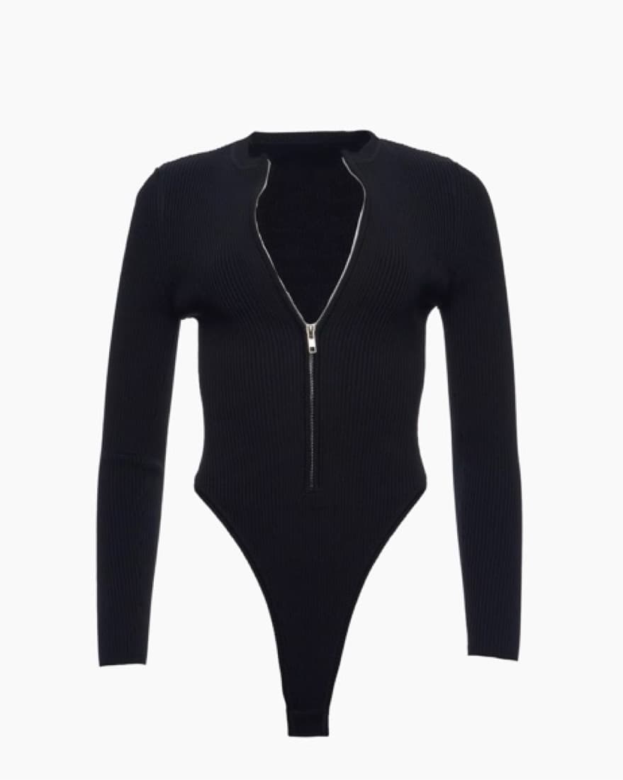 SER.O.YA black Geo Rib Body Suit - Image 1
