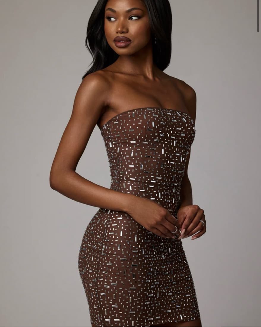 Oh Polly Caprice Sheer Embellished Dress - Image 1