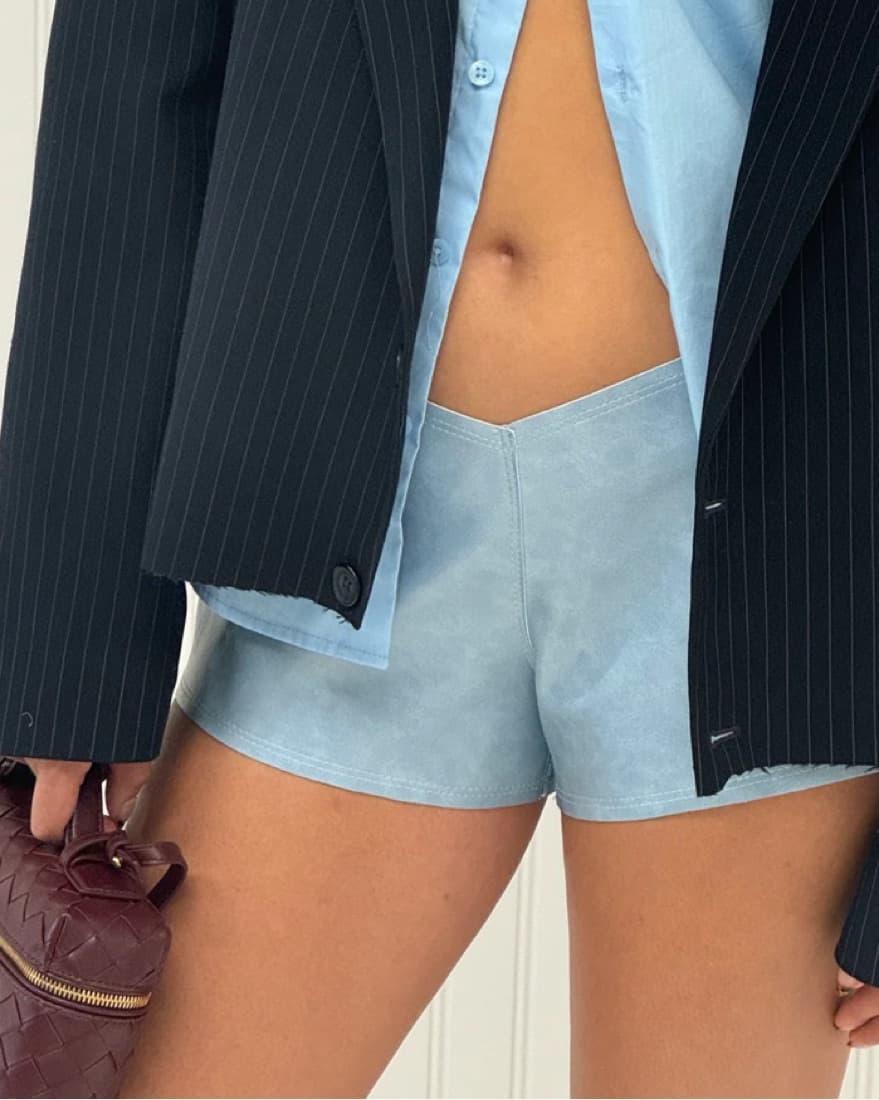 Blue Leather Shorts - Image 1