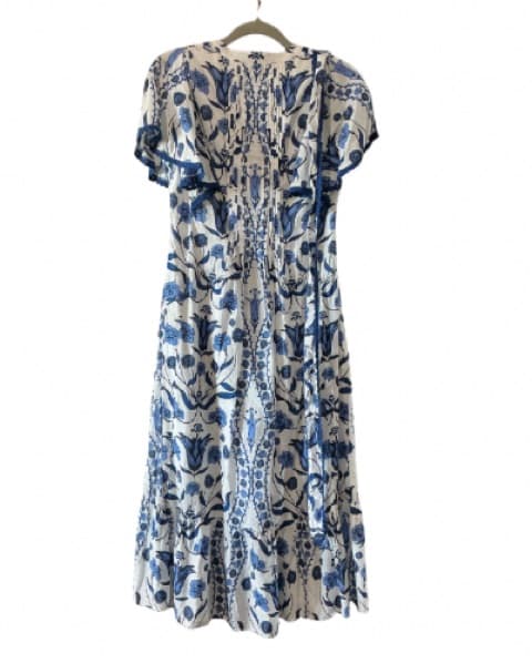 Blue Toile Butterfly Sleeve Maxi Dress  - Image 4