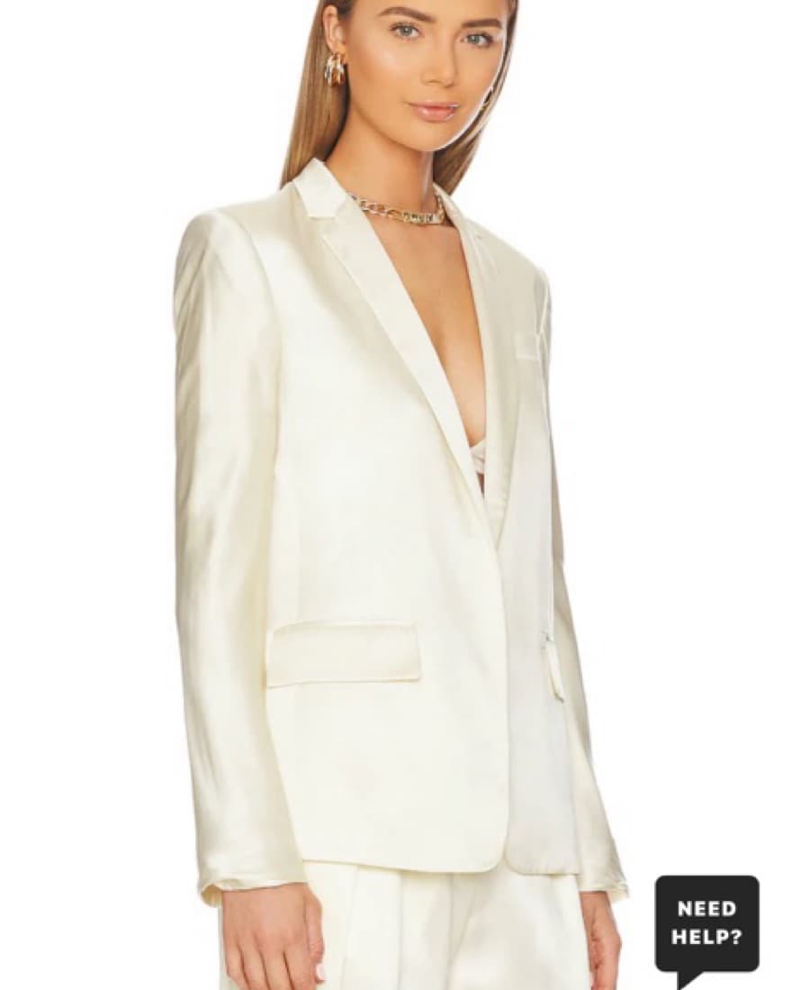 NWT LoveShackFancy Ivory Satin Blazer  - Image 3