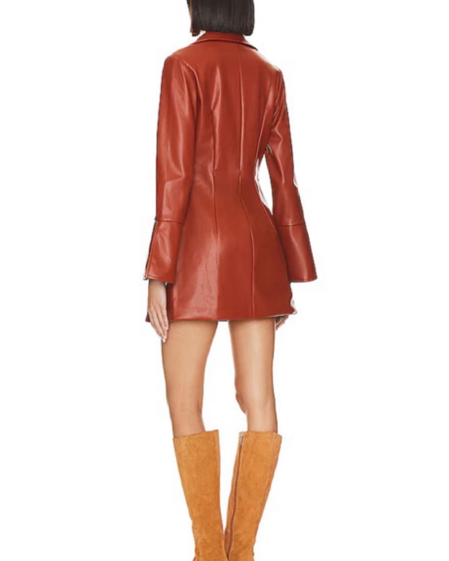 Cult Gaia Brown Leather Dress Jacket - Image 3