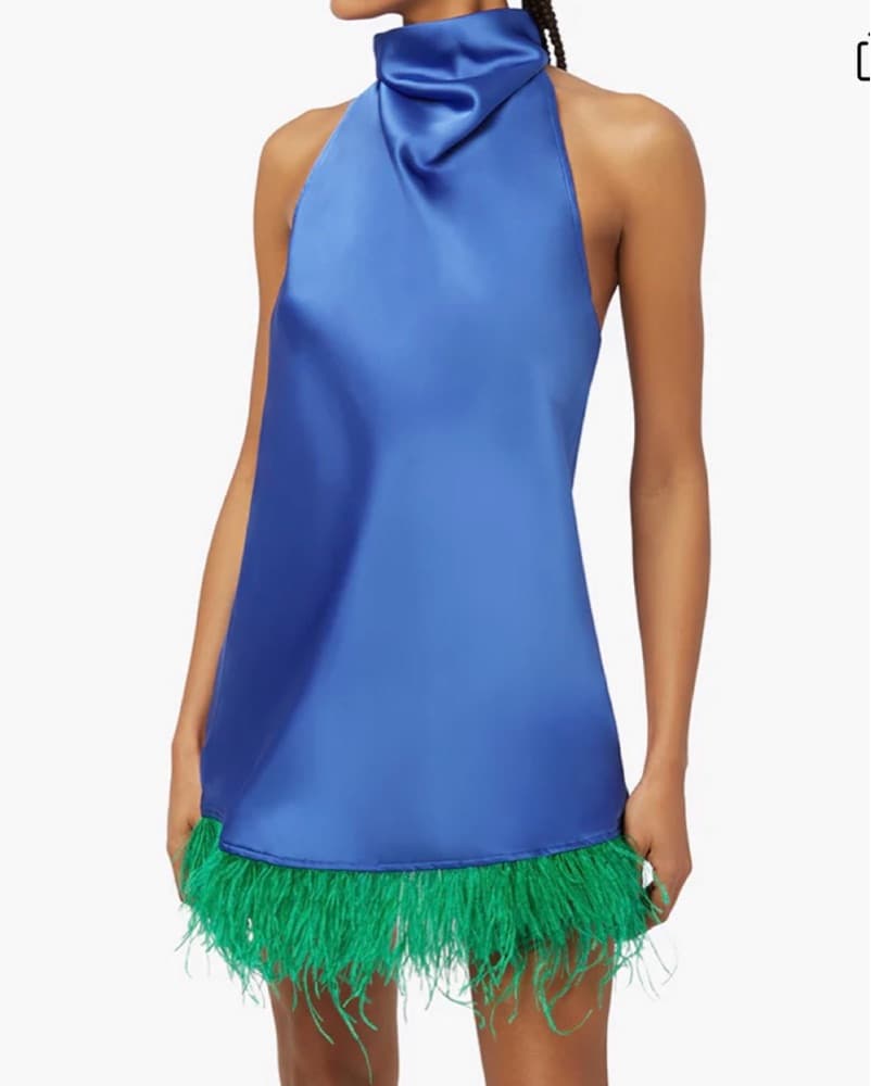 Blue Mini Feather Dress  - Image 1