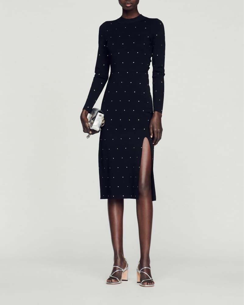Elegant Sandro Rhinestone Cocktail Dress - Image 1