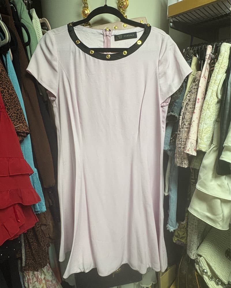 Pink Versace Logo Studded Dress - Image 1