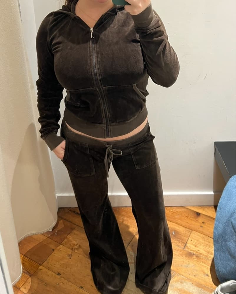 Juicy Brown Velvet Tracksuit Set - Image 1