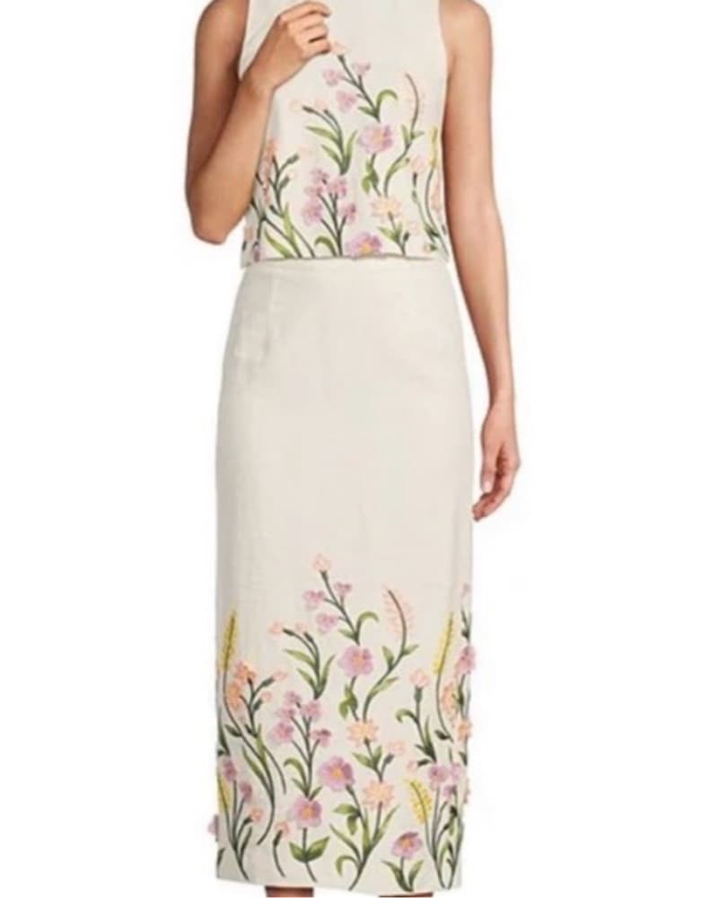 Antonio Melani White Linen Floral Set - Image 2
