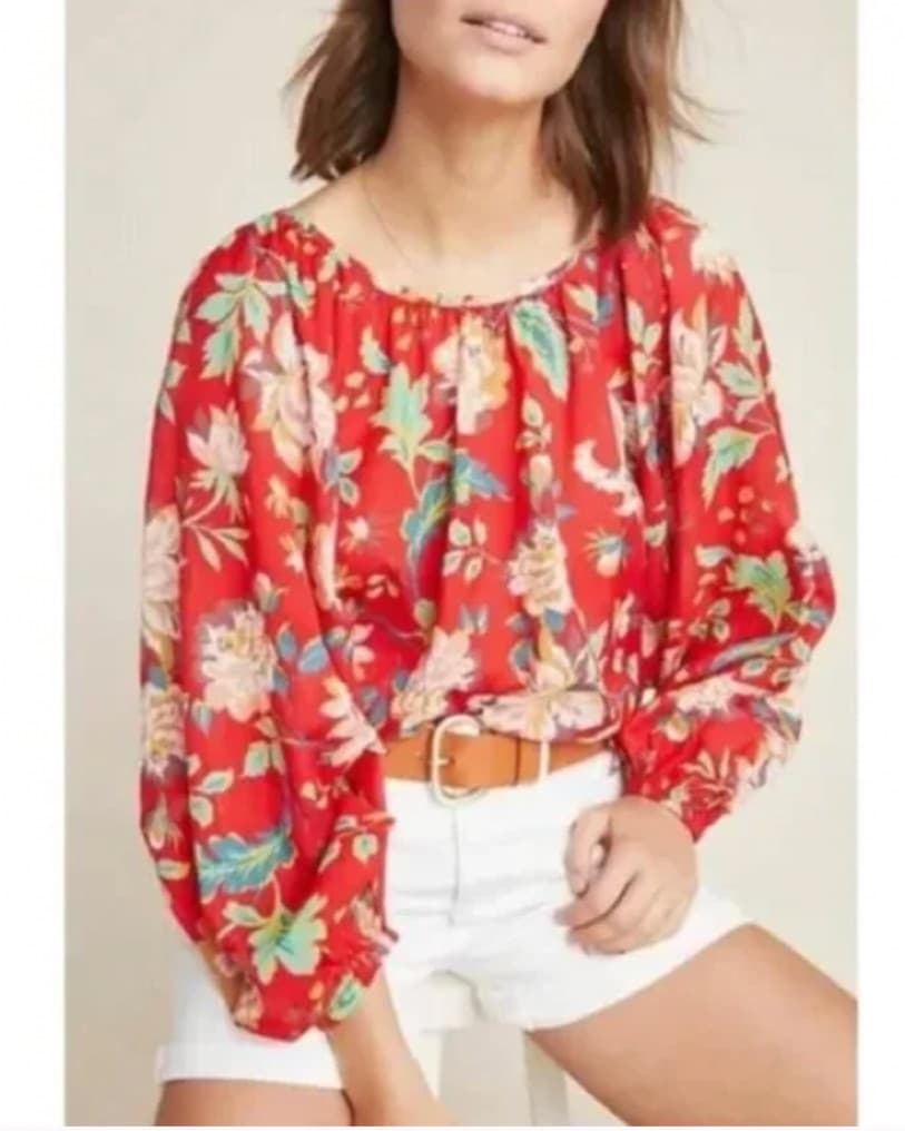 Maeve by Anthropologie Lake House Red Fl - Image 1