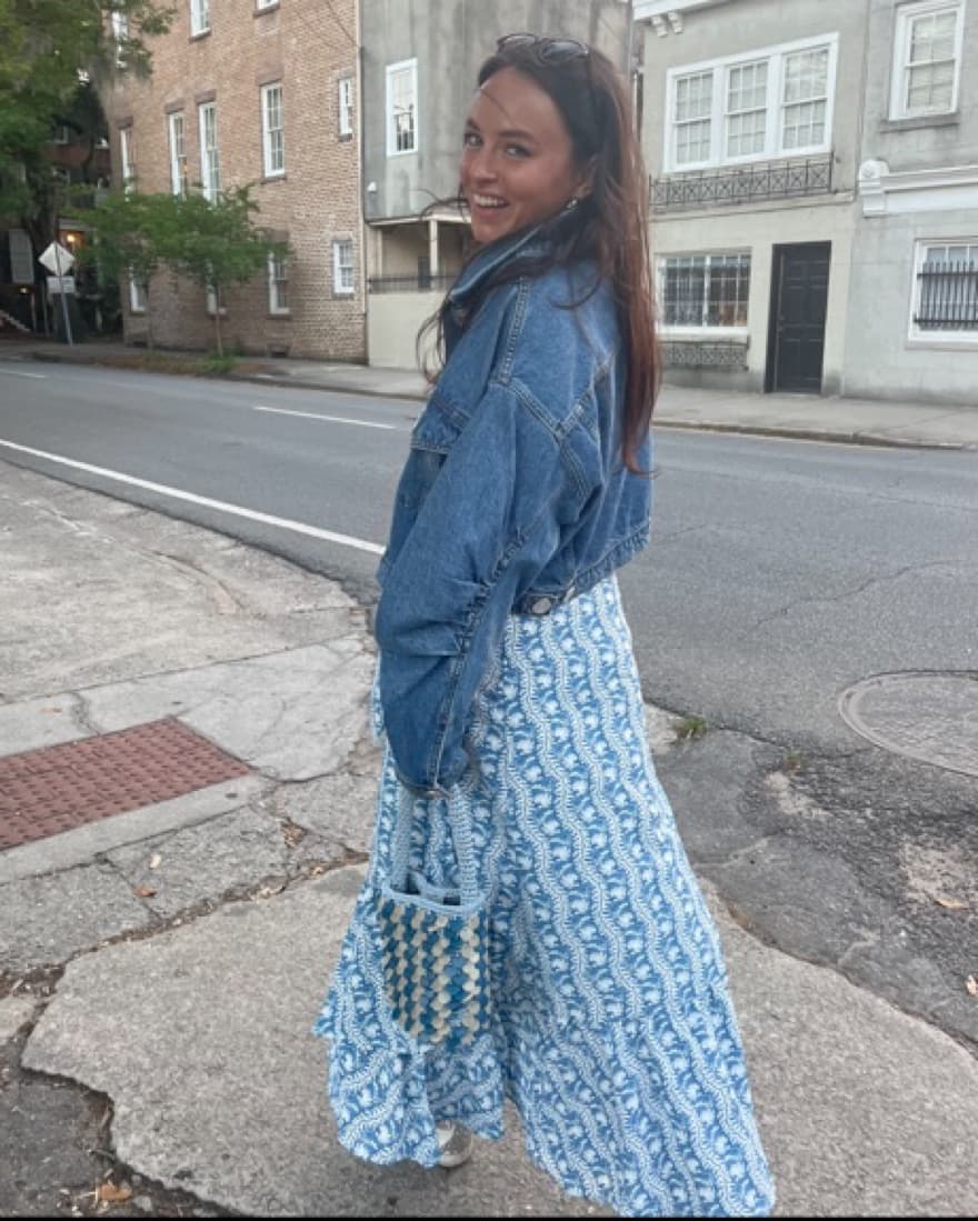 Blue Printed Hill House Maxi Skirt - Image 5