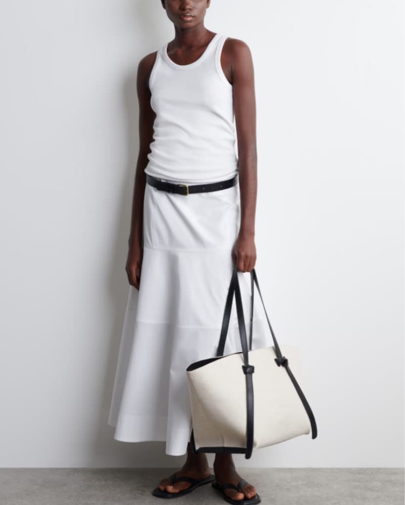 COS White Cotton Midi Skirt - Image 1