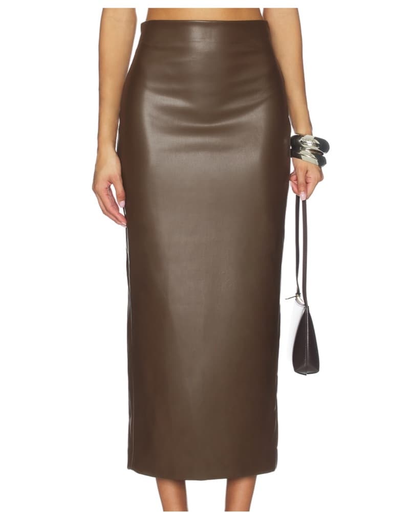 Sleek Faux Leather Midi Dress brown - Image 5