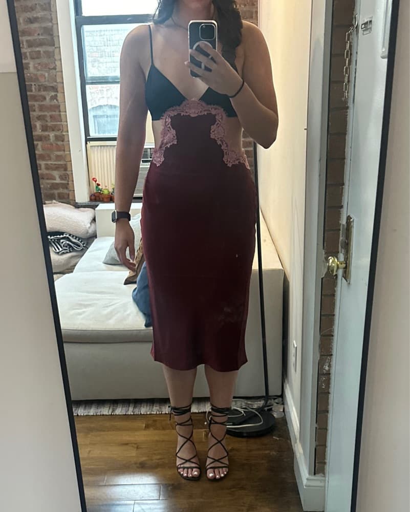 Silk & Lace Cut Out Slip Dress  - Image 3