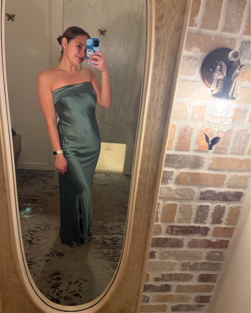 Satin Strappless Maxi Dress - Image 1