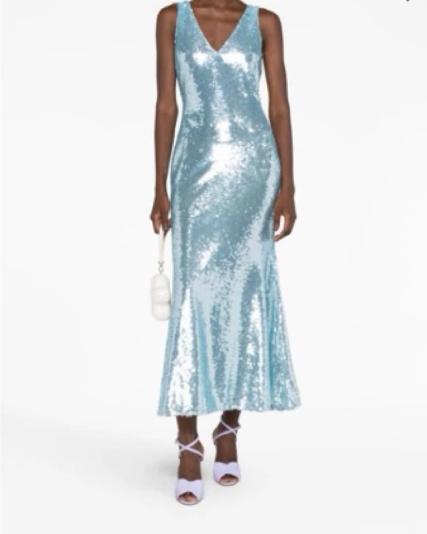Self Portrait Sequin Blue Midi Dress - Image 1