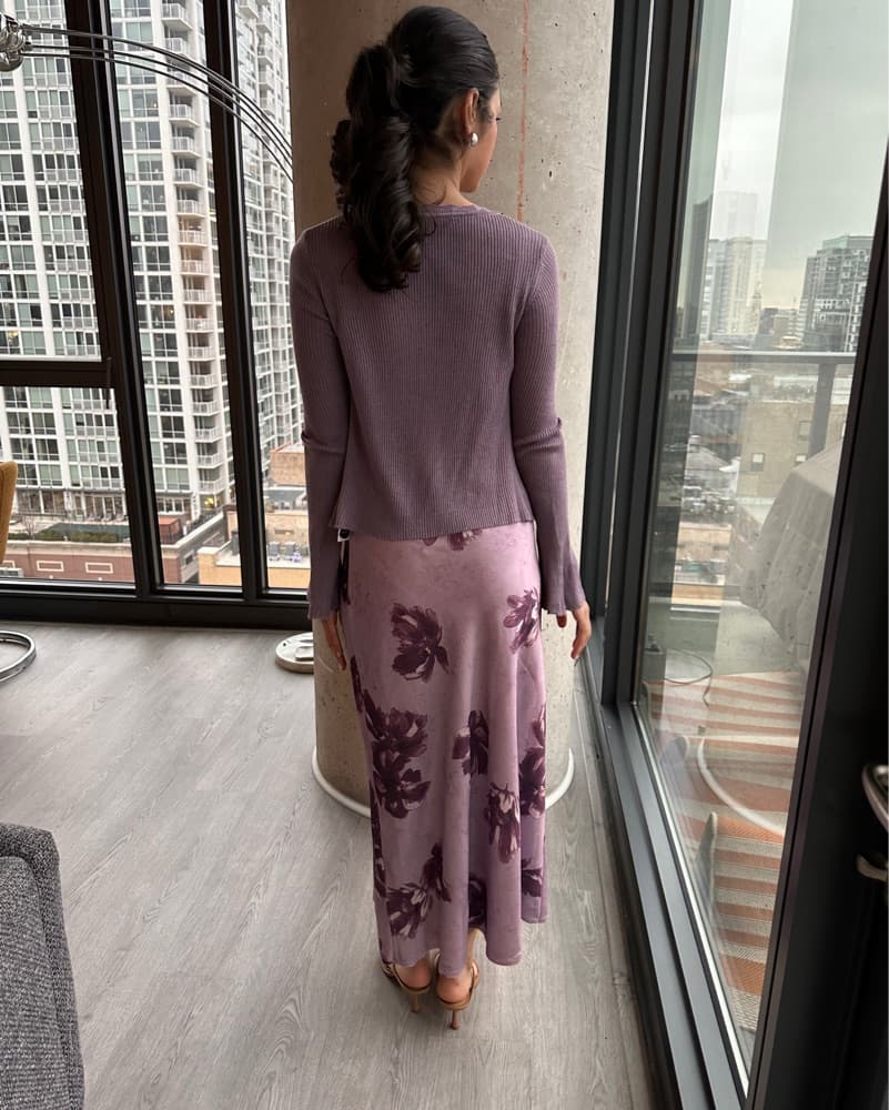 Floral Silky Dress and Matching Cardigan - Image 4