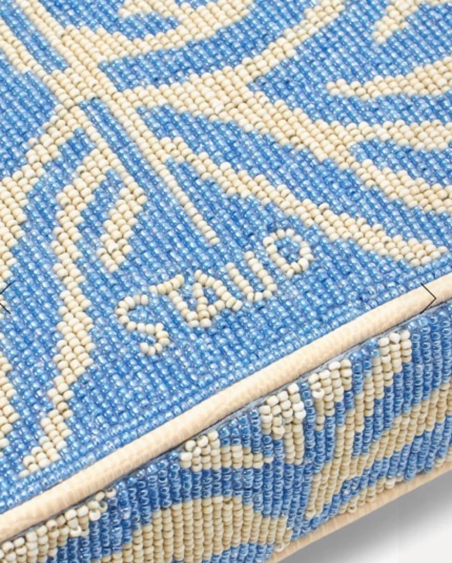 Staud Tommy Beaded Bag Blue/Cream Zebra - Image 3