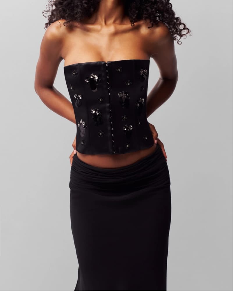Guizio Embellished Satin Corset - Image 2