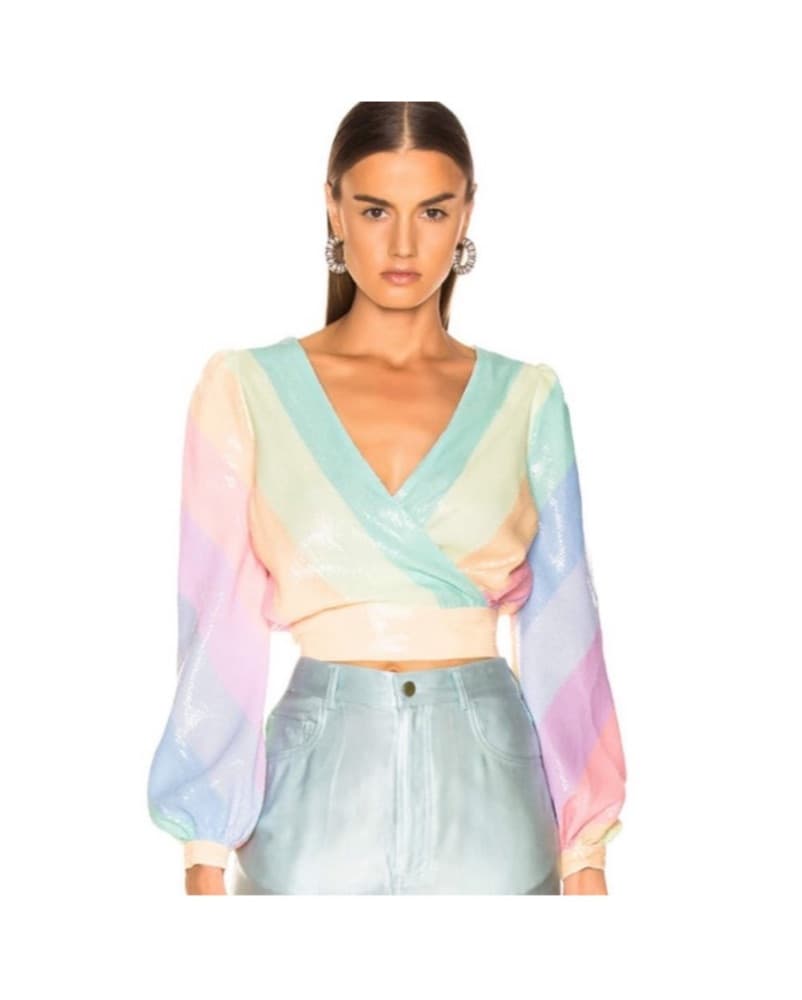 Pastel Rhinestone Olivia Rubin Wrap Top  - Image 1