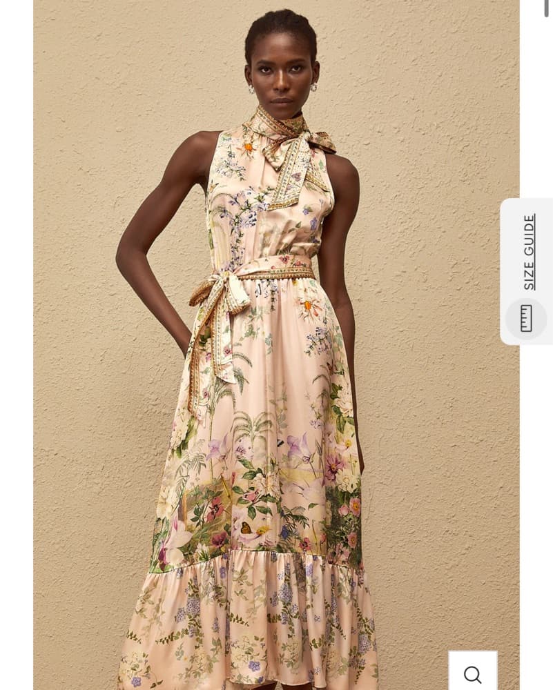 Madeleine Neutral Floral Print Satin Max - Image 1