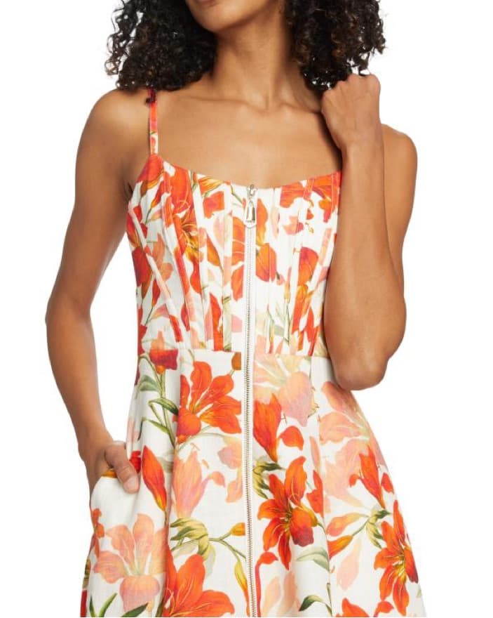Zimmerman Orange Floral Midi Dres - Image 3