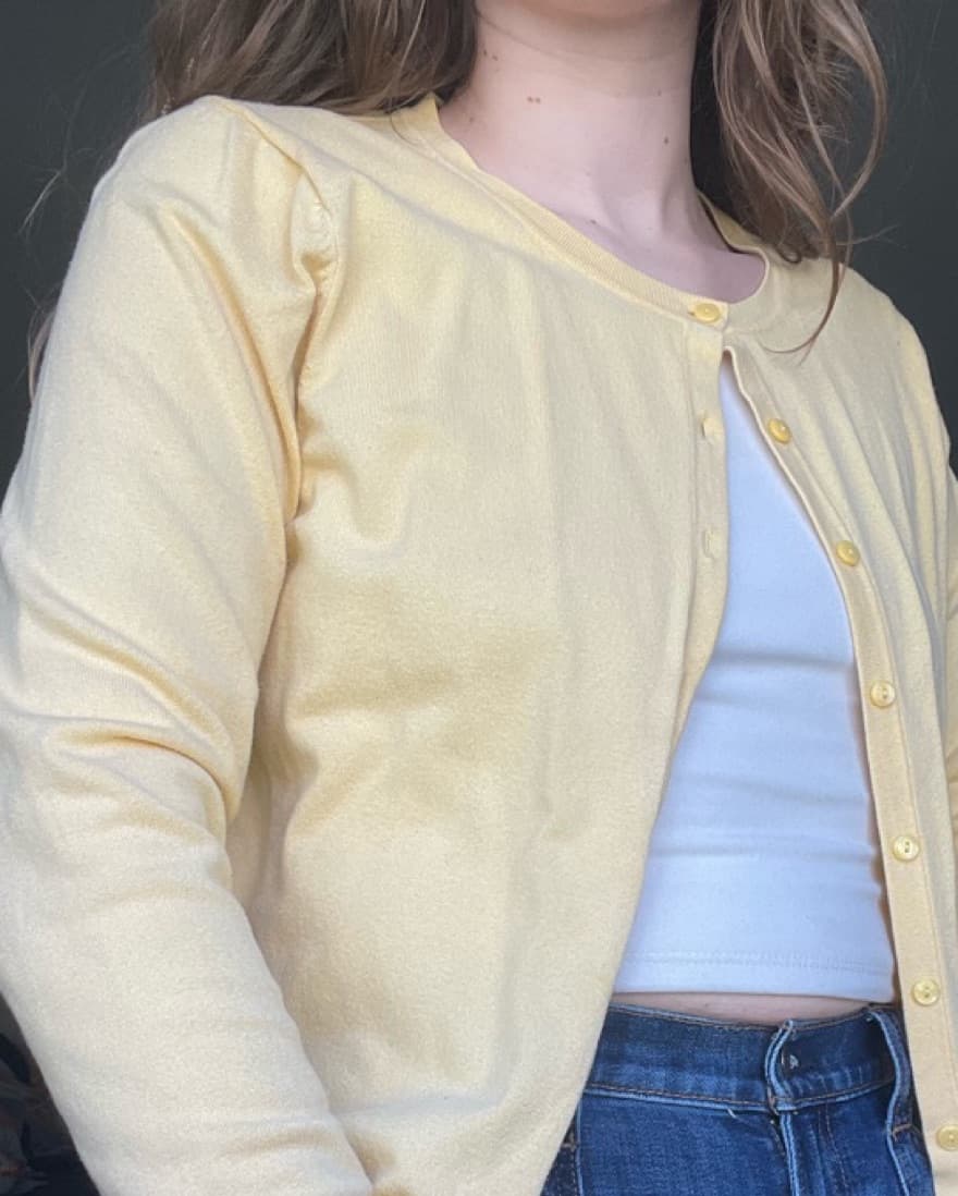 Butter Yellow top button cardigan  - Image 2