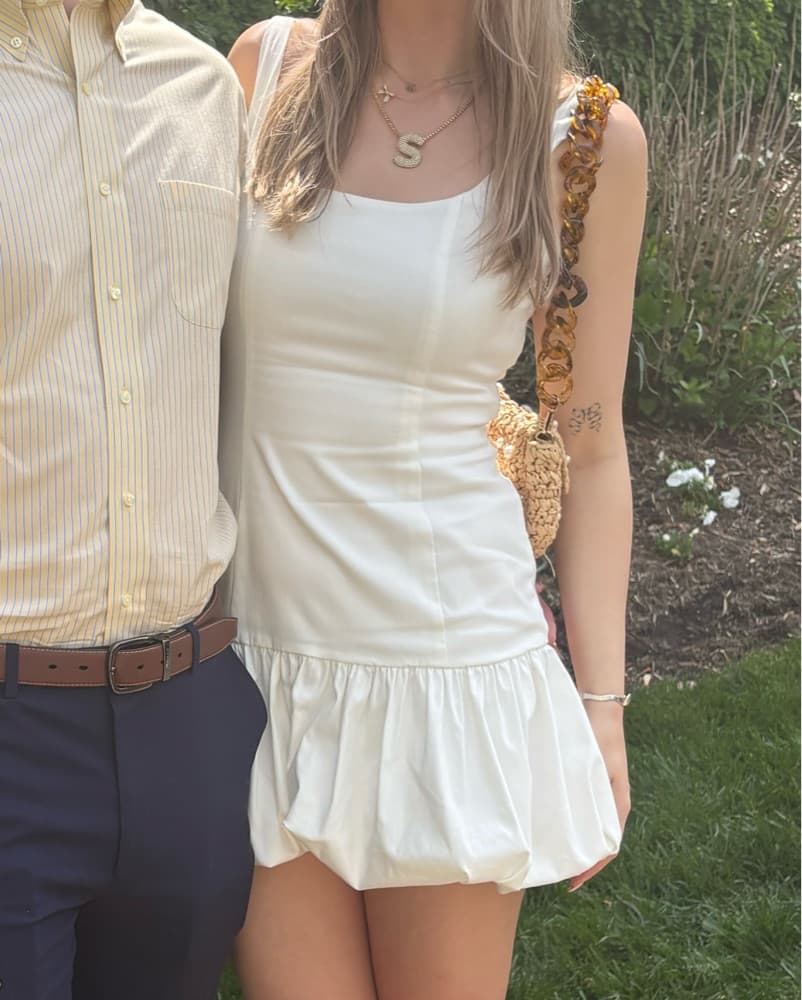 White Drop Waist Mini Dress - Image 2