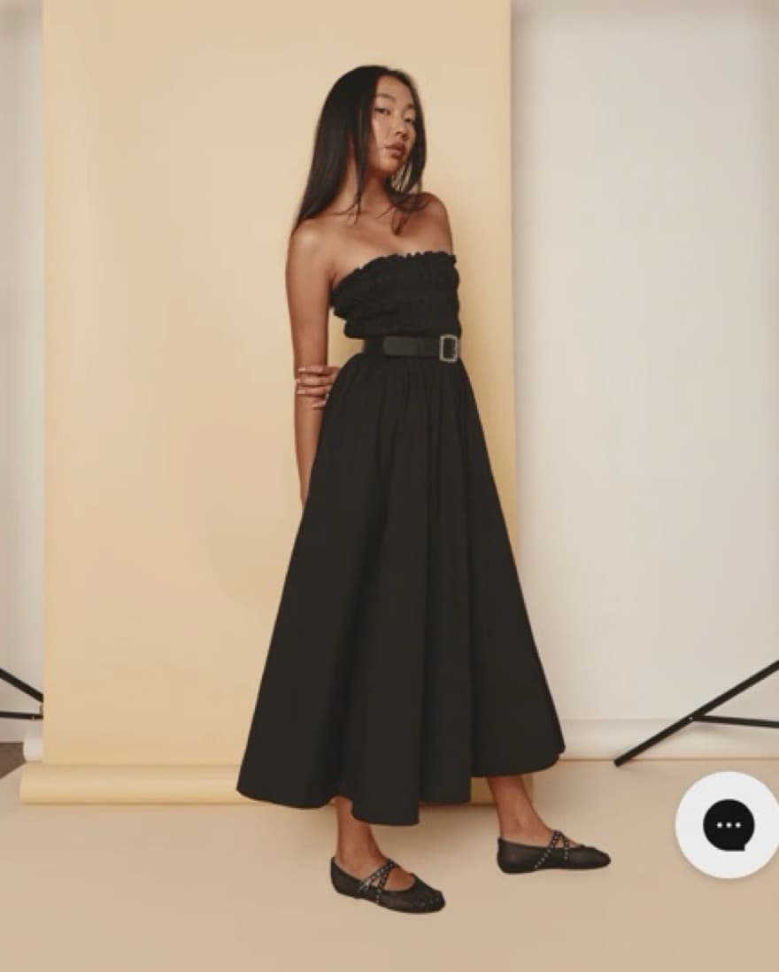 Black Midi Length Dress With Scrunch Top - Image 2