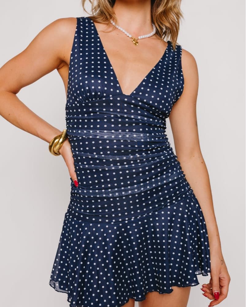 Isalis Polka Dot Mini Dress - Image 3