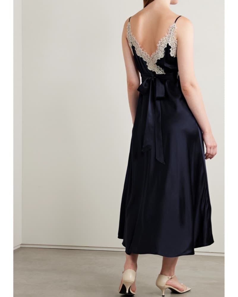 Obelia Corded Lace Trim Satin Midi Dress - Image 3