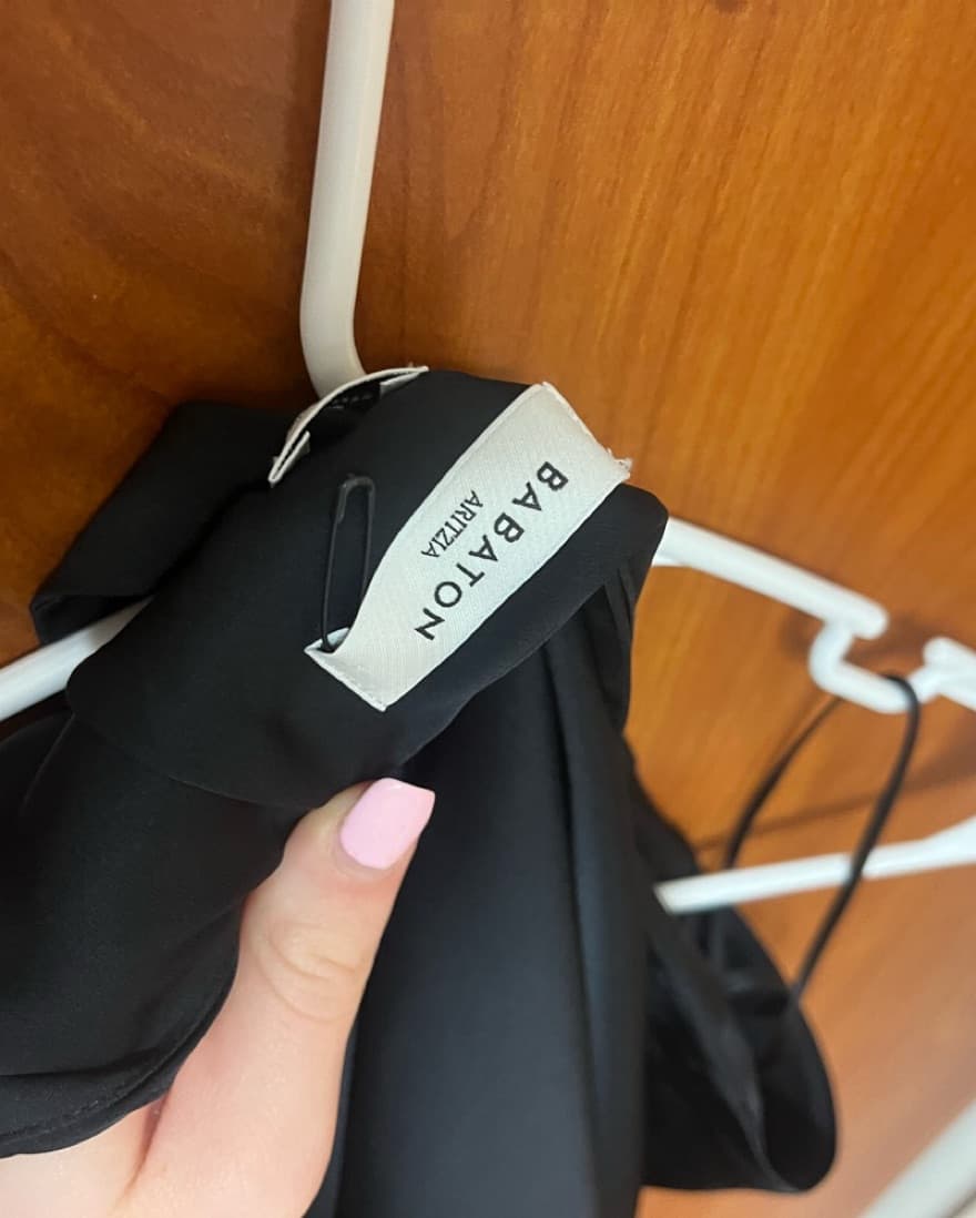 Aritzia Babaton Black Satin Mini Dress - Image 1