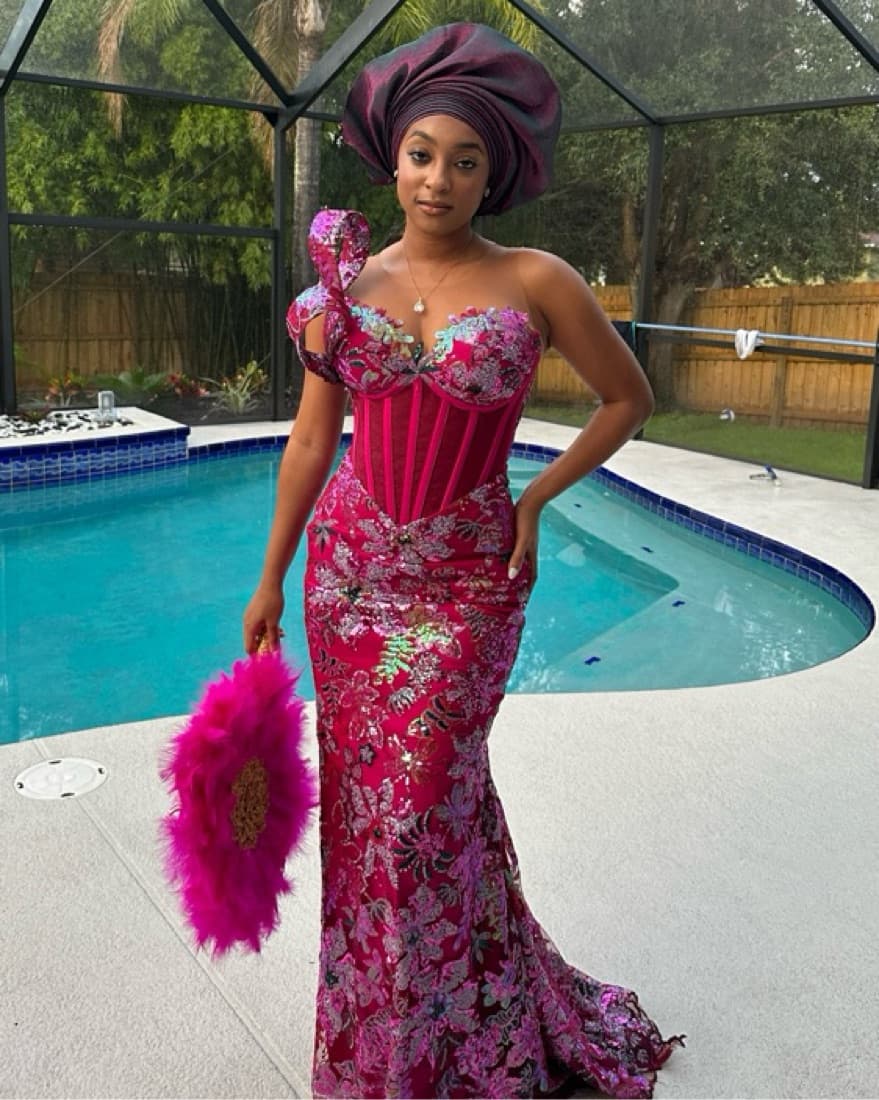 Vibrant Floral-Printed Mermaid Gown - Image 3