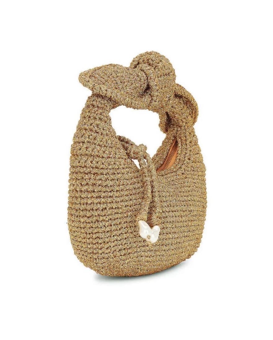 POOLSIDE Josie Knot Metallic Gold Bag - Image 5