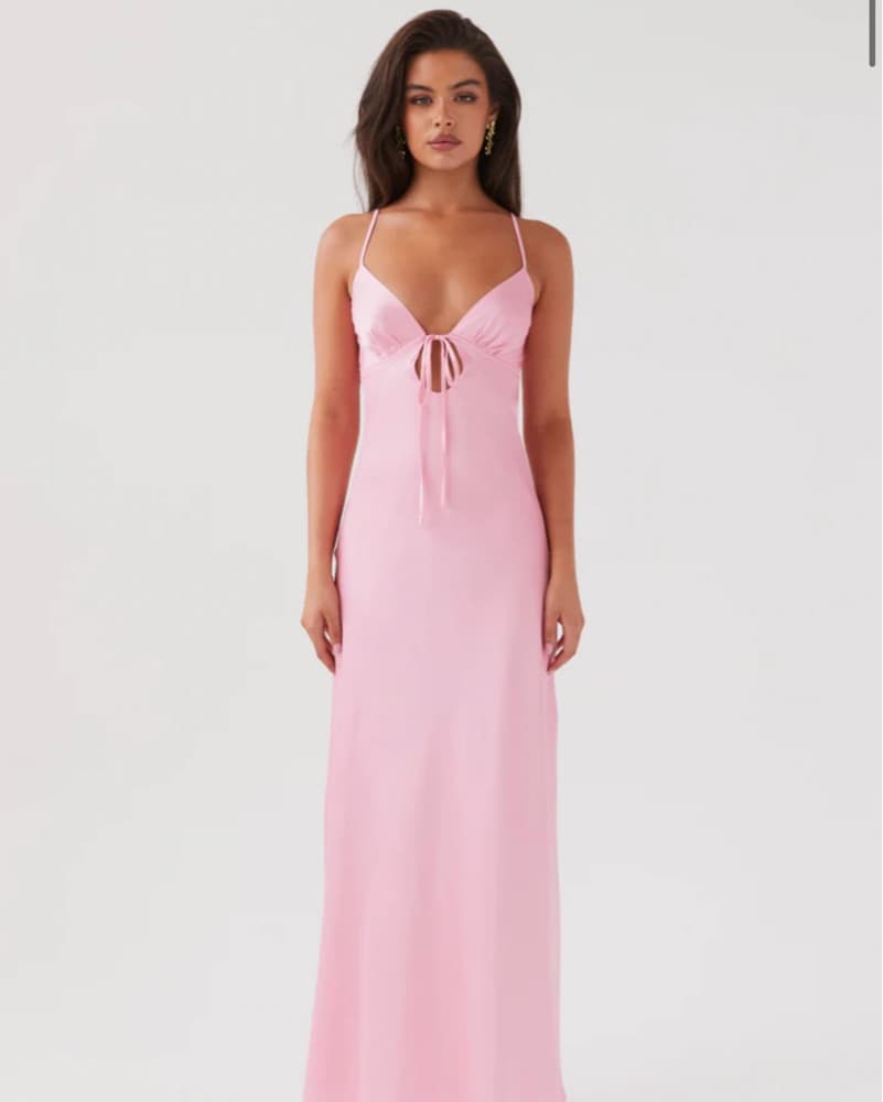 Elegant Pink Satin Maxi Dress - Image 2